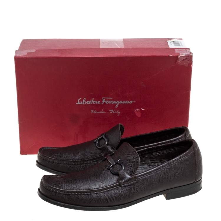 Pre Owned Salvatore Ferragamo Brown Leather Tazio Loafers Size 44