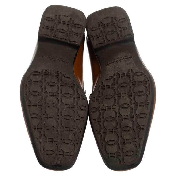 Pre Owned Salvatore Ferragamo Tan Glaze Leather Penny Loafers Size 41
