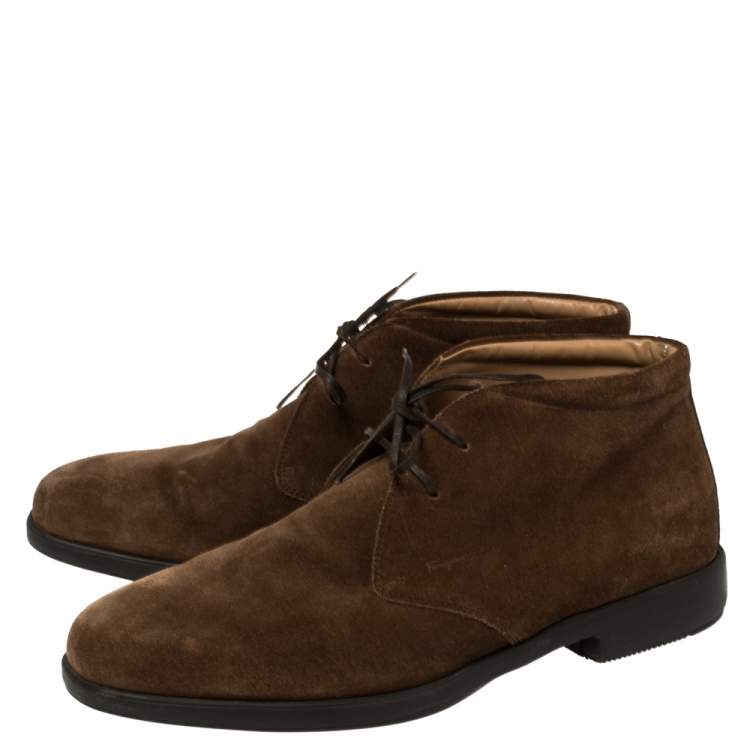 Pre Owned Salvatore Ferragamo Brown Suede Desert Ankle Boots Size 42