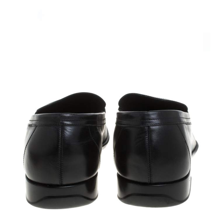 Pre Owned Salvatore Ferragamo Black Leather Penny Slip On Loafers Size 43