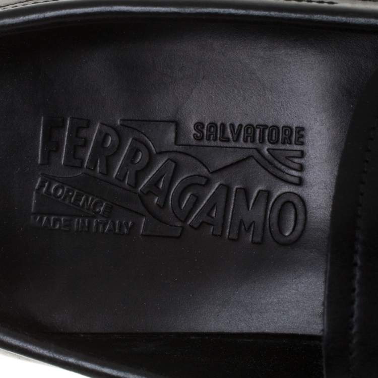 Pre Owned Salvatore Ferragamo Black Leather Penny Slip On Loafers Size 43