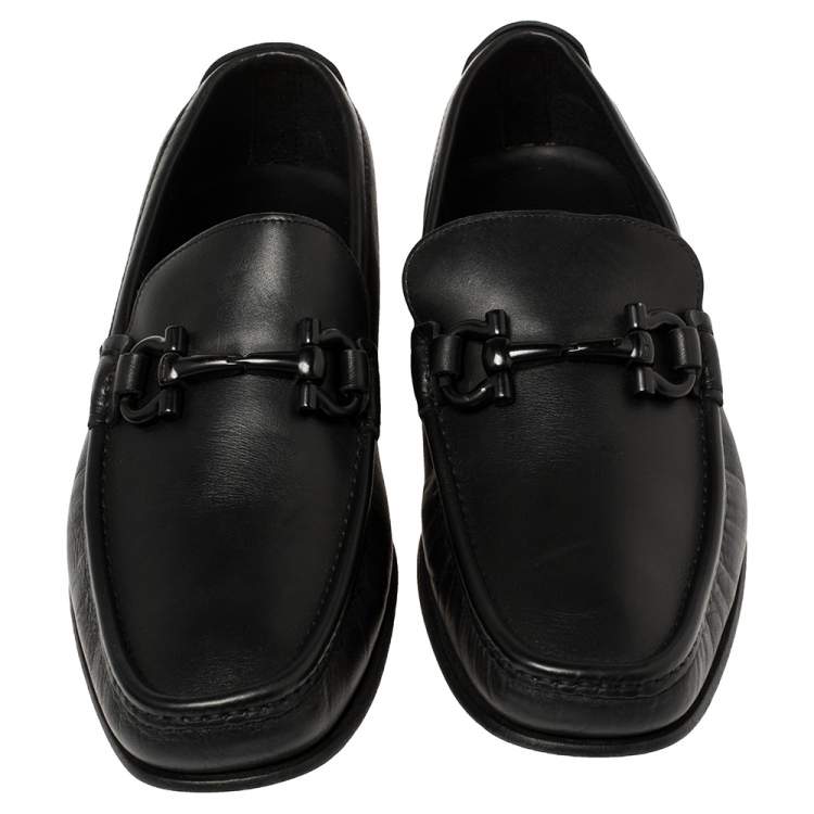 Pre Owned Salvatore Ferragamo Black Leather Parigi Loafers Size 40