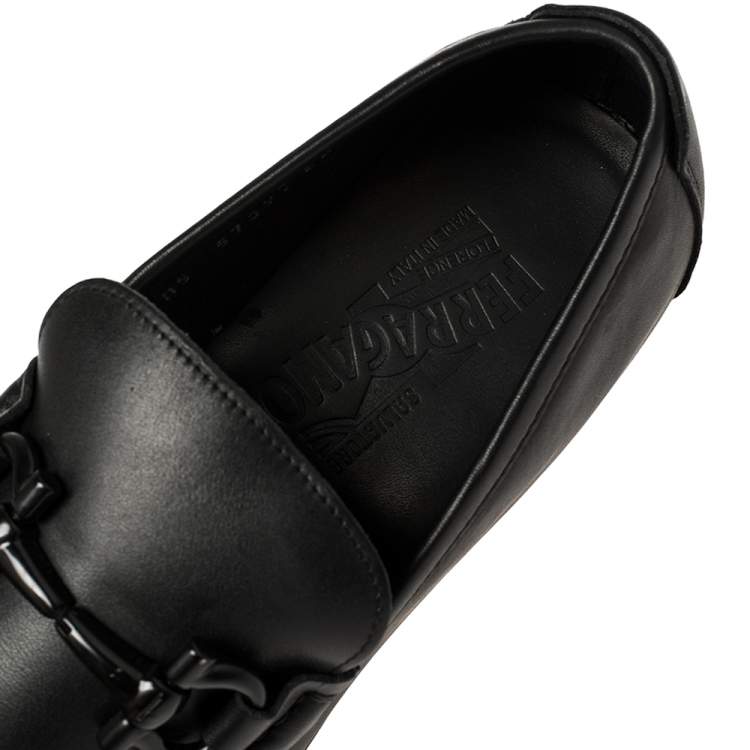 Pre Owned Salvatore Ferragamo Black Leather Parigi Loafers Size 40
