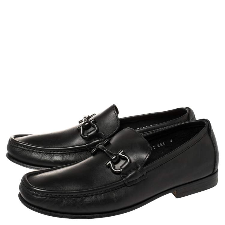 Pre Owned Salvatore Ferragamo Black Leather Parigi Loafers Size 40