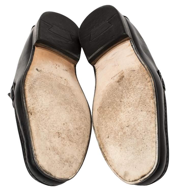 Pre Owned Salvatore Ferragamo Black Leather Parigi Loafers Size 40