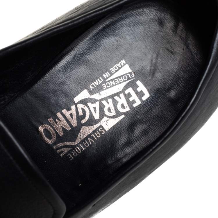 Pre Owned Salvatore Ferragamo Black Leather Slip On Loafers Size 43.5
