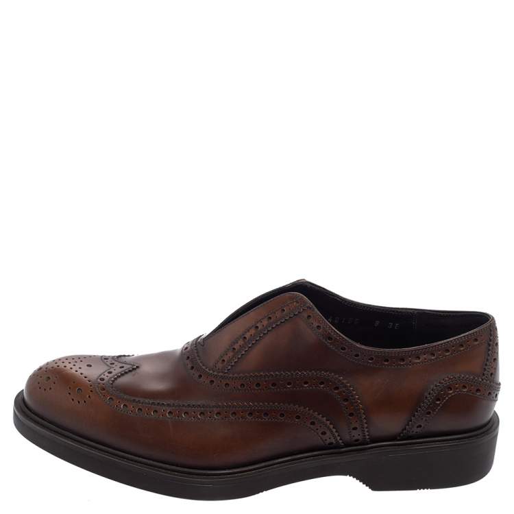 Pre Owned Salvatore Ferragamo Brown Leather Brogue Oxford Size 42
