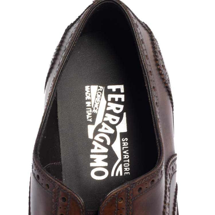 Pre Owned Salvatore Ferragamo Brown Leather Brogue Oxford Size 42