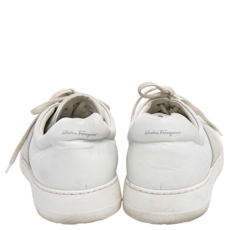 Pre Owned Salvatore Ferragamo White Leather Low Top Sneakers Size 45