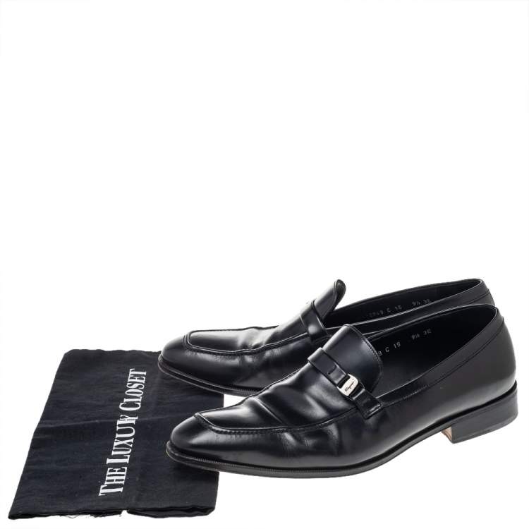 Pre Owned Salvatore Ferragamo Black Leather Mattia Loafers Size 43.5