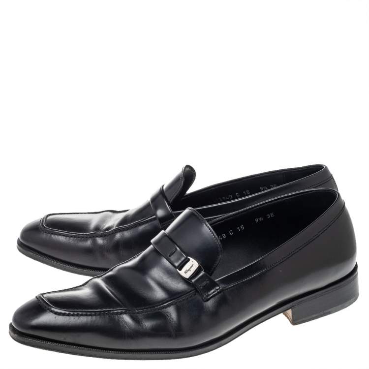 Pre Owned Salvatore Ferragamo Black Leather Mattia Loafers Size 43.5