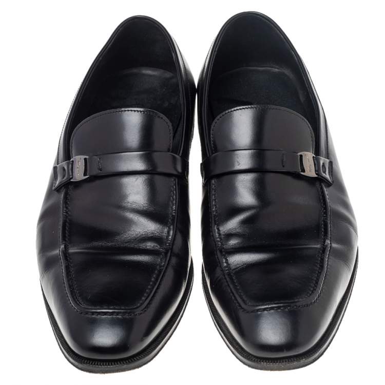Pre Owned Salvatore Ferragamo Black Leather Mattia Loafers Size 43.5