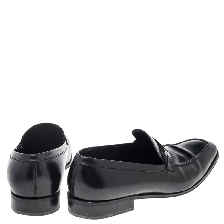Pre Owned Salvatore Ferragamo Black Leather Mattia Loafers Size 43.5