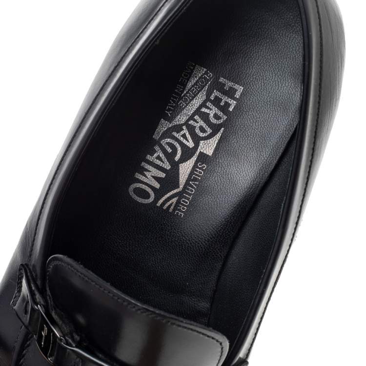 Pre Owned Salvatore Ferragamo Black Leather Mattia Loafers Size 43.5