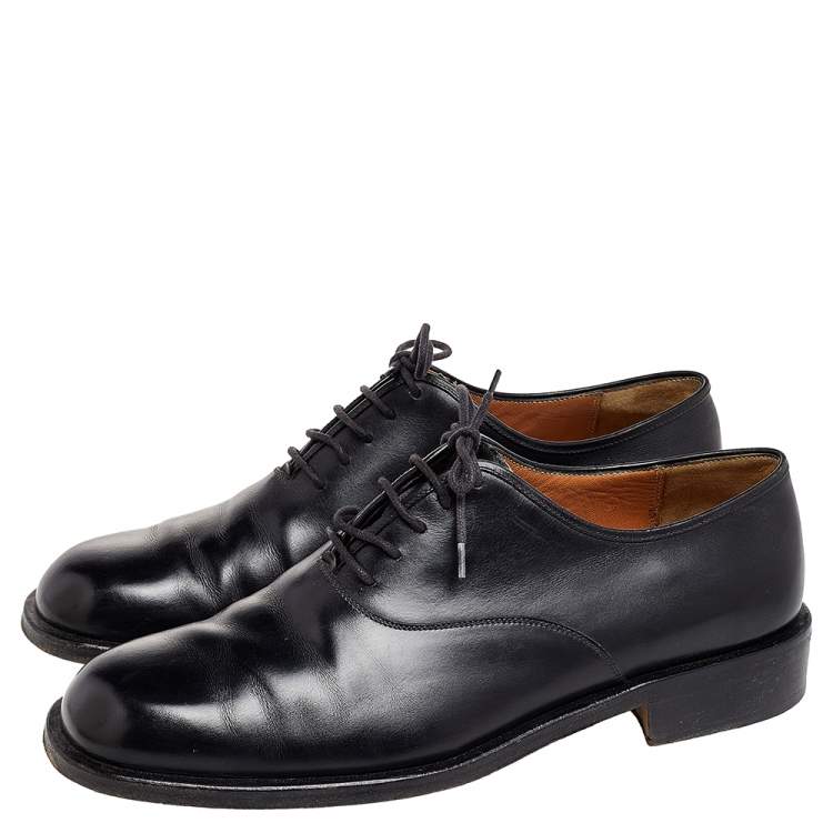 Pre Owned Salvatore Ferragamo Black Leather Lace Up Oxford Size 42.5