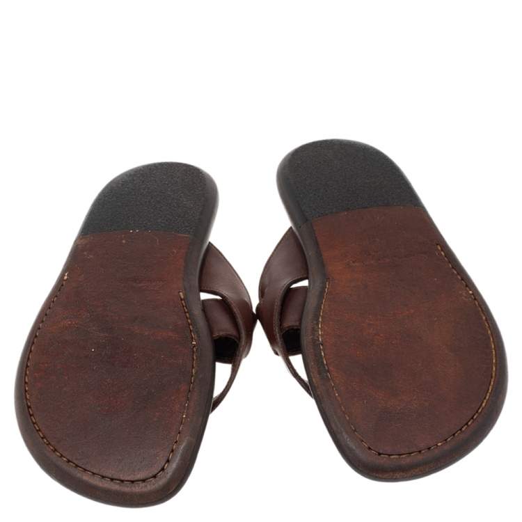 Pre Owned Salvatore Ferragamo Brown Leather Thong Sandals Size 40.5