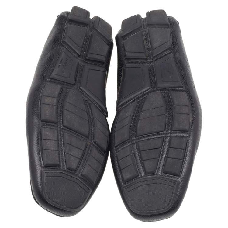 Pre Owned Salvatore Ferragamo Black Leather Slip On Loafers Size 41