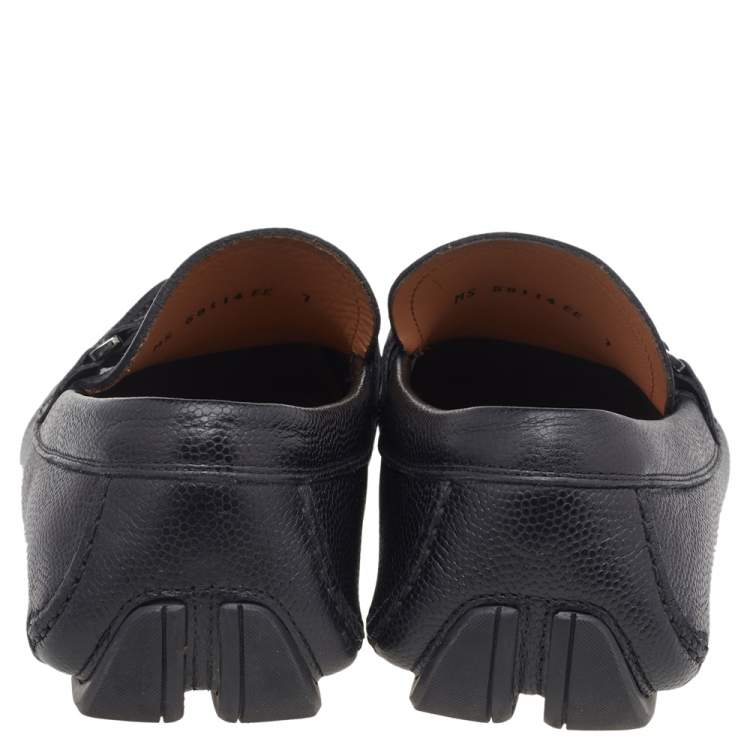 Pre Owned Salvatore Ferragamo Black Leather Slip On Loafers Size 41