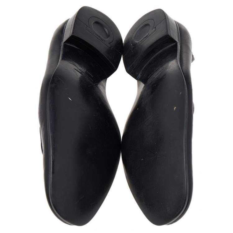 Pre Owned Salvatore Ferragamo Black Leather Slip On Loafers Size 44