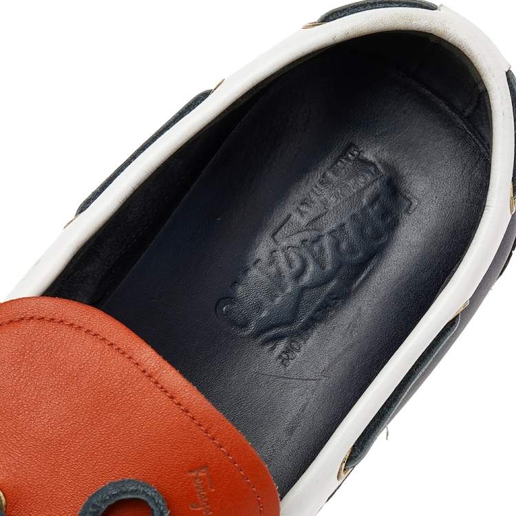Pre Owned Salvatore Ferragamo Multicolor Leather Slip On Loafers Size 43