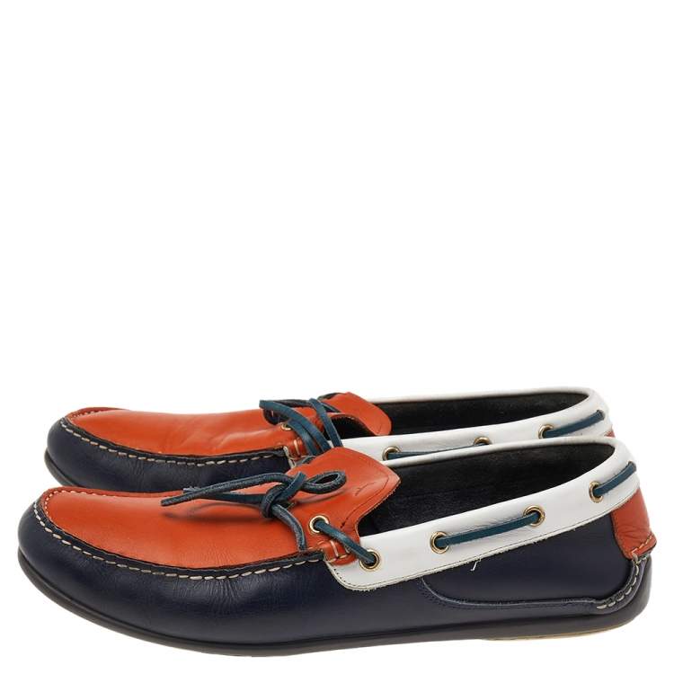 Pre Owned Salvatore Ferragamo Multicolor Leather Slip On Loafers Size 43