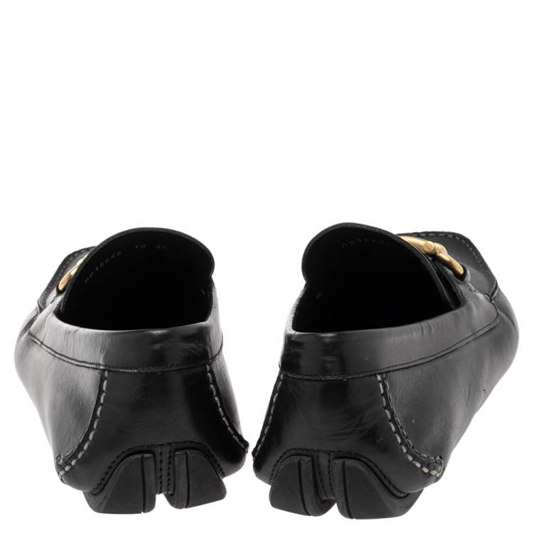 Pre Owned Salvatore Ferragamo Black Leather Slip On Loafers Size 44