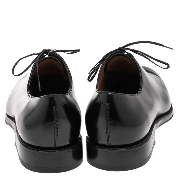 Pre Owned Salvatore Ferragamo Black Leather Lace Up Oxfords Size 42.5 
