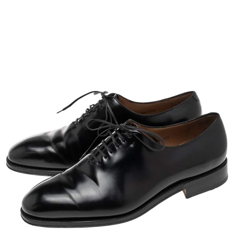 Pre Owned Salvatore Ferragamo Black Leather Lace Up Oxfords Size 42.5 