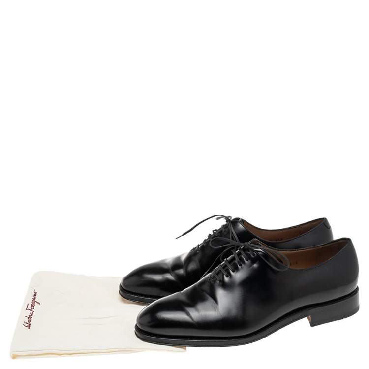 Pre Owned Salvatore Ferragamo Black Leather Lace Up Oxfords Size 42.5 