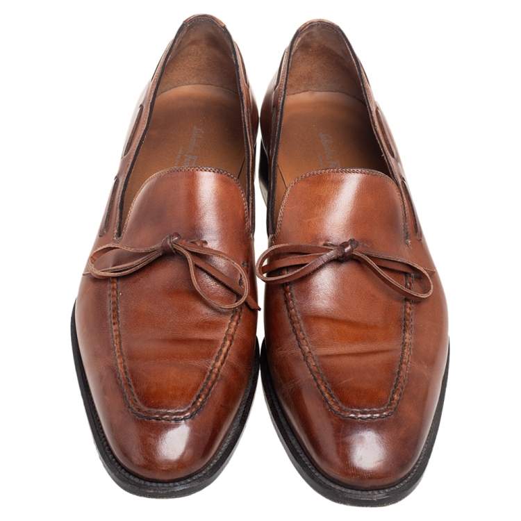 Pre Owned Salvatore Ferragamo Brown Leather Loafers Size 43.5