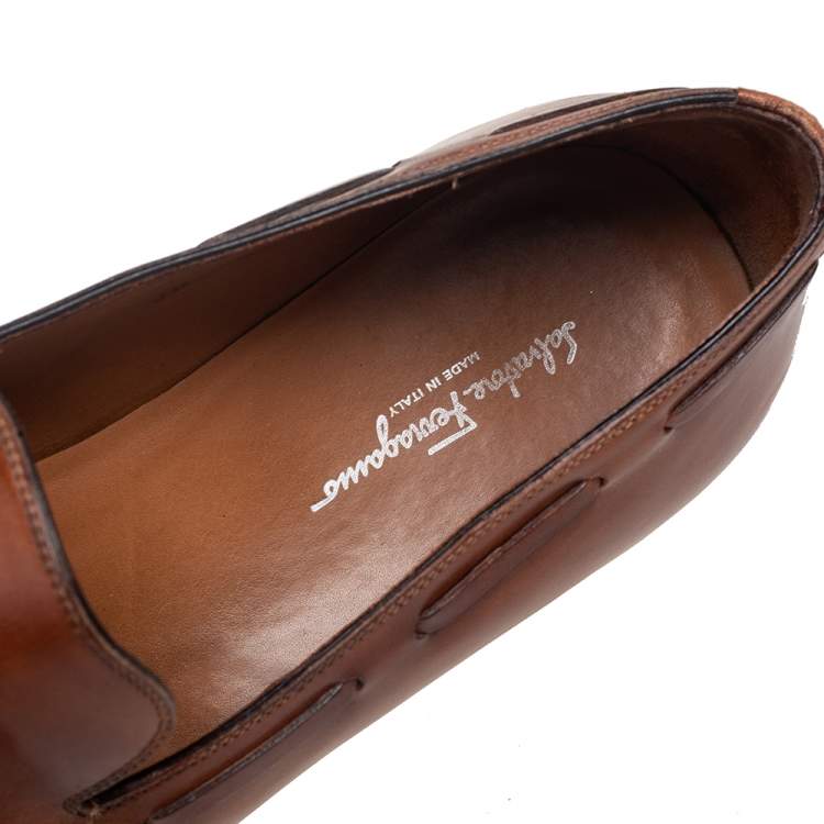 Pre Owned Salvatore Ferragamo Brown Leather Loafers Size 43.5