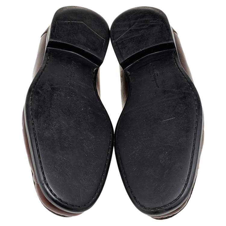 Pre Owned Salvatore Ferragamo Brown Leather Gancio Slip On Loafers Size 40