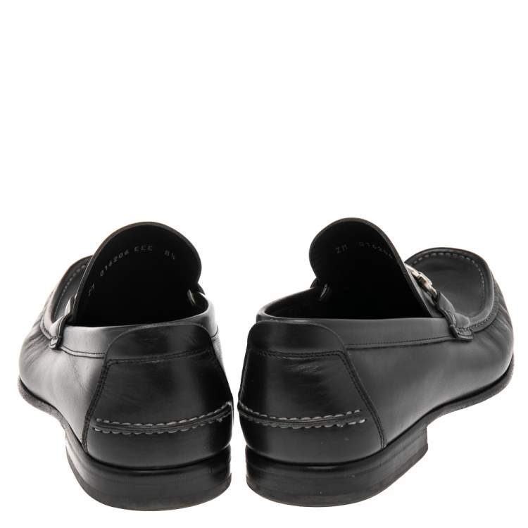 Pre Owned Salvatore Ferragamo Black Leather Gancini Bit Loafers Size 42.5