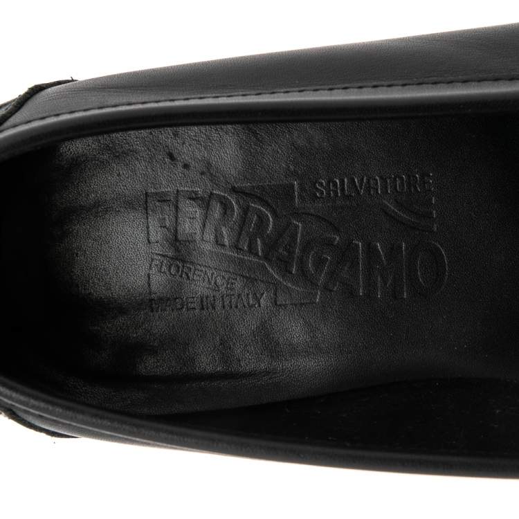 Pre Owned Salvatore Ferragamo Black Leather Gancini Bit Loafers Size 42.5