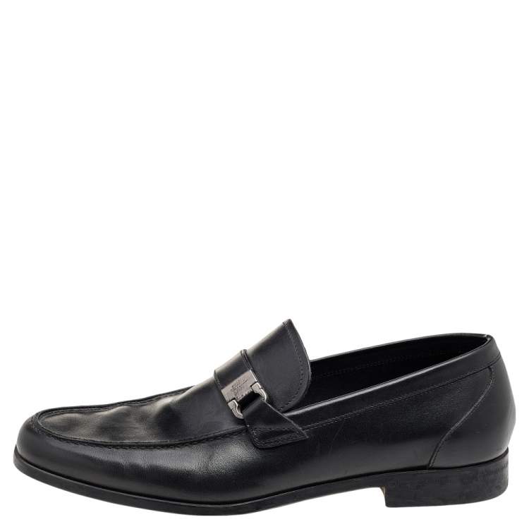 Pre Owned Salvatore Ferragamo Black Leather Tangeri Loafers Size 43