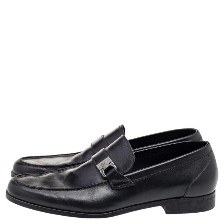 Pre Owned Salvatore Ferragamo Black Leather Tangeri Loafers Size 43