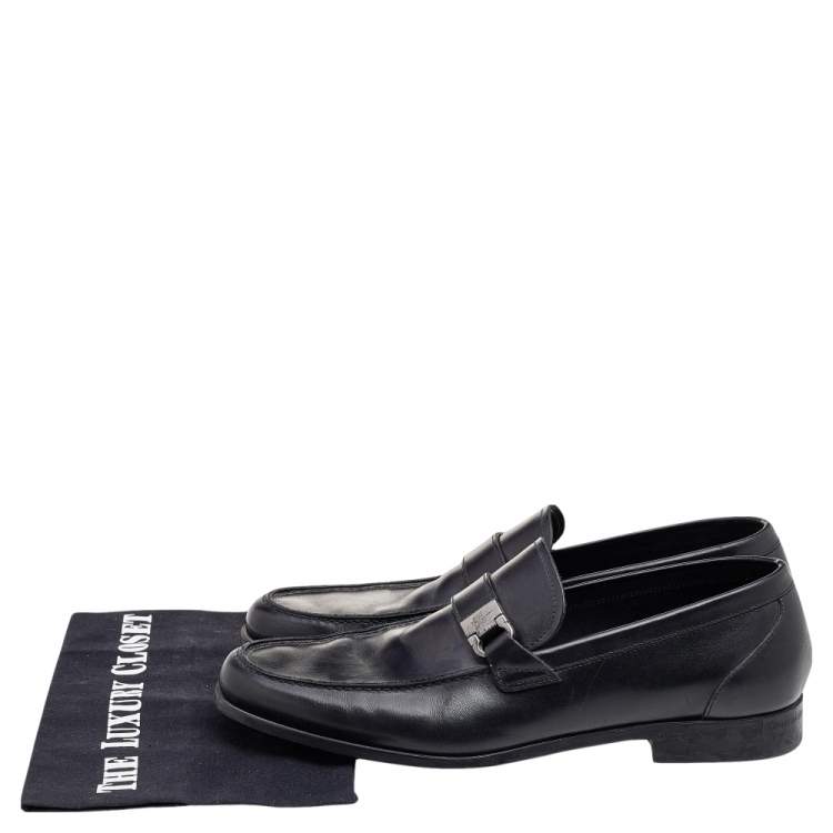 Pre Owned Salvatore Ferragamo Black Leather Tangeri Loafers Size 43