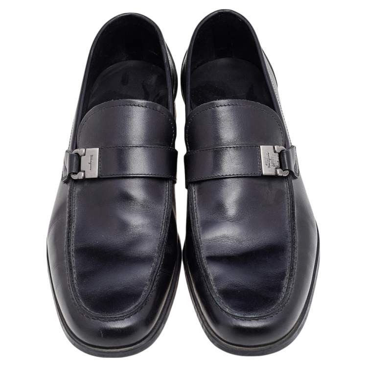 Pre Owned Salvatore Ferragamo Black Leather Tangeri Loafers Size 43