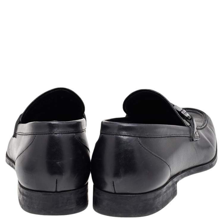 Pre Owned Salvatore Ferragamo Black Leather Tangeri Loafers Size 43