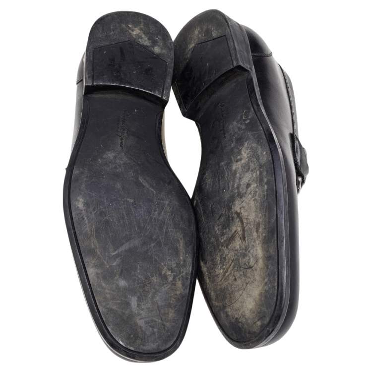 Pre Owned Salvatore Ferragamo Black Leather Tangeri Loafers Size 43