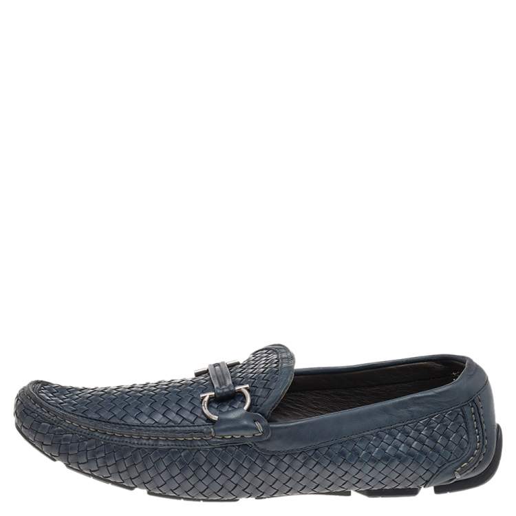 Pre Owned Salvatore Ferragamo Black Leather Slip on Loafers Size 44.5