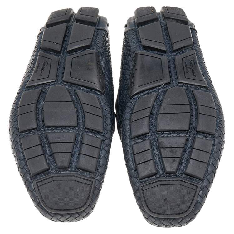 Pre Owned Salvatore Ferragamo Black Leather Slip on Loafers Size 44.5