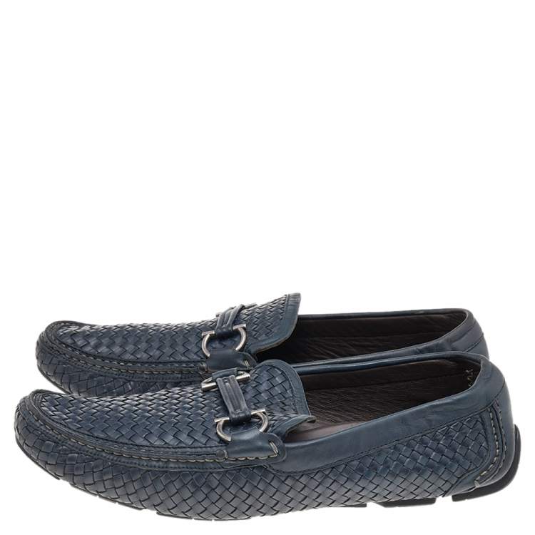 Pre Owned Salvatore Ferragamo Black Leather Slip on Loafers Size 44.5
