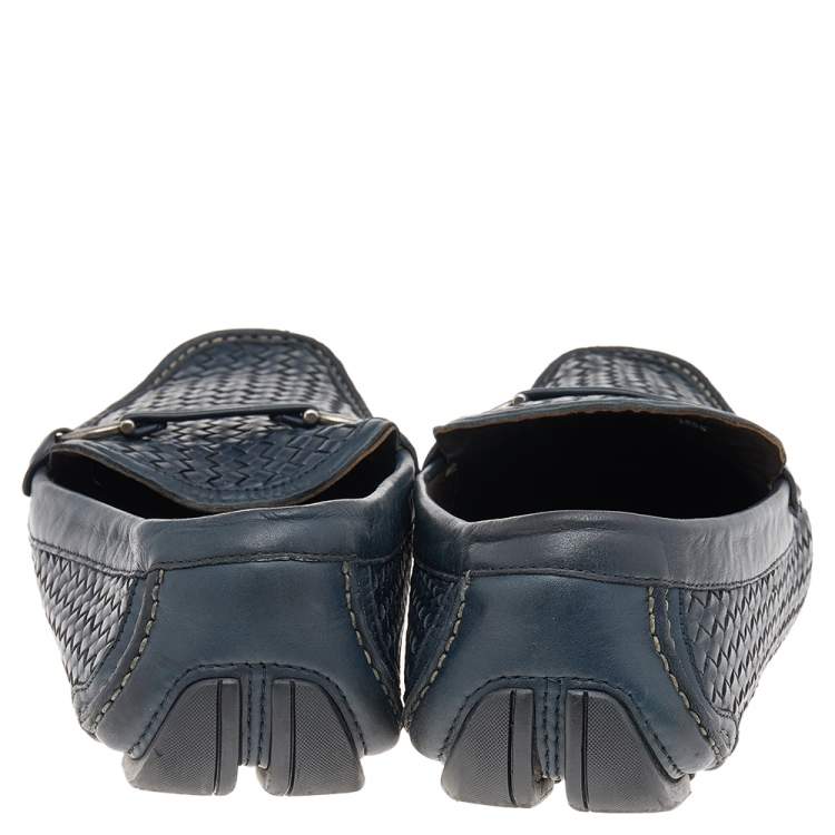 Pre Owned Salvatore Ferragamo Black Leather Slip on Loafers Size 44.5