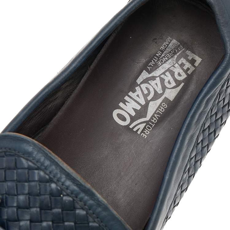 Pre Owned Salvatore Ferragamo Black Leather Slip on Loafers Size 44.5