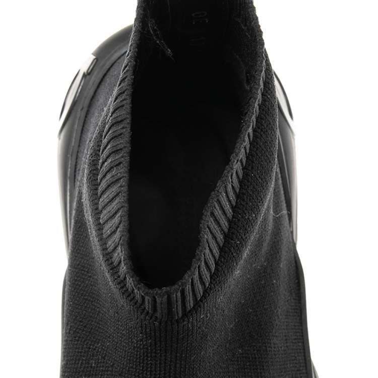 Pre Owned Salvatore Ferragamo Black Knit Fabric Gancini Sock Sneakers Size 45