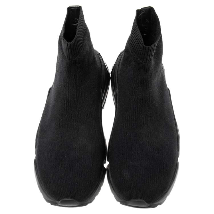 Pre Owned Salvatore Ferragamo Black Knit Fabric Gancini Sock Sneakers Size 45