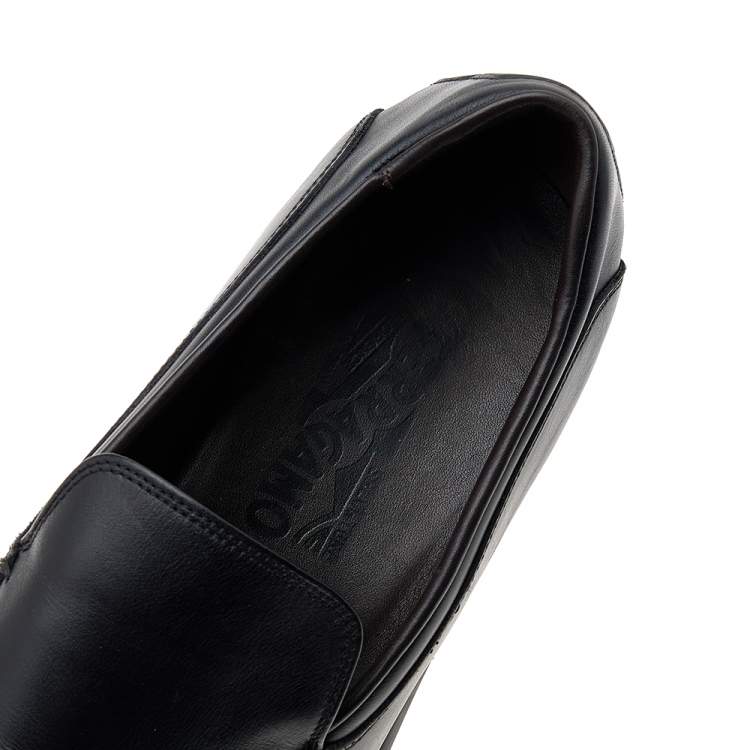 Pre Owned Salvatore Ferragamo Black Leather Slip On Penny Loafers Size 41