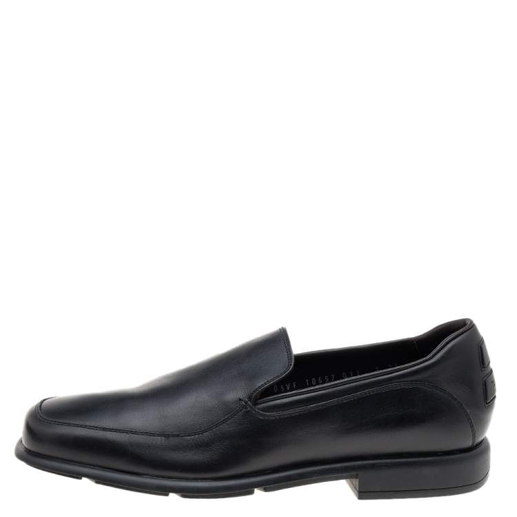 Pre Owned Salvatore Ferragamo Black Leather Slip On Penny Loafers Size 41
