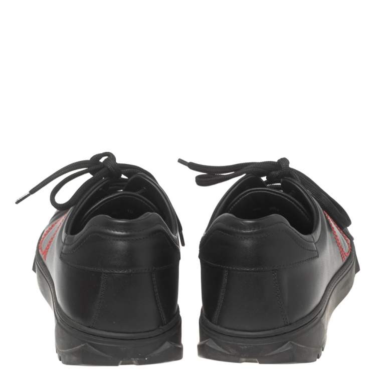 Pre Owned Salvatore Ferragamo Black Leather Cube 8 Logo Sneakers Size 44